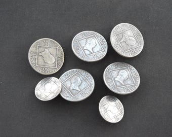 Conjunto vintage de botones de imitación de monedas