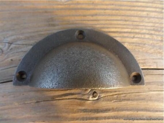 SET OF 6 ANTIQUE STYLE SHELL CABINET DRAWER HANDLE CAST IRON PULL CUP HANDLE CH9