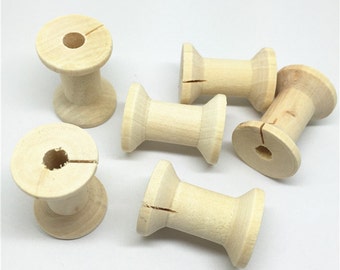 20pcs 30*20mm Natural Wood Spools Bobbins Wooden Crafts Spool DIY Sewing Tools For Embellishments Threading
