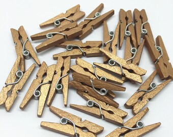 100pcs 1" Gold Wood Mini Clothespins Pegs Clothes Pins For Scrapbooking Stamping Photos' Hanging Wedding Decorations