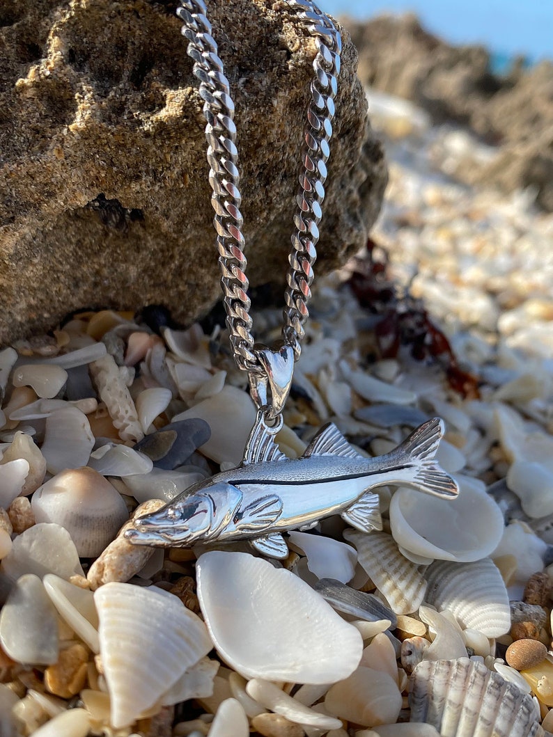 silver snook fish necklace by castil jewelry