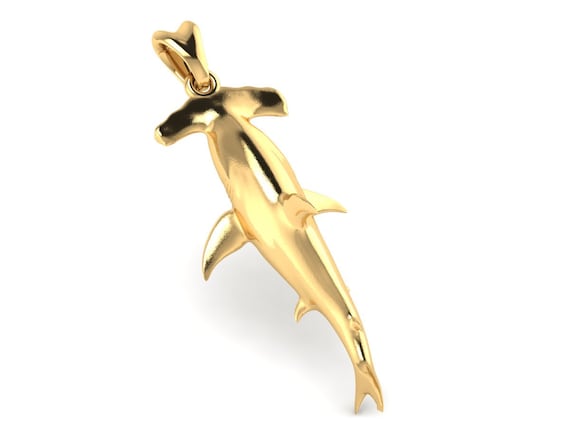 14k gold shark pendant discount