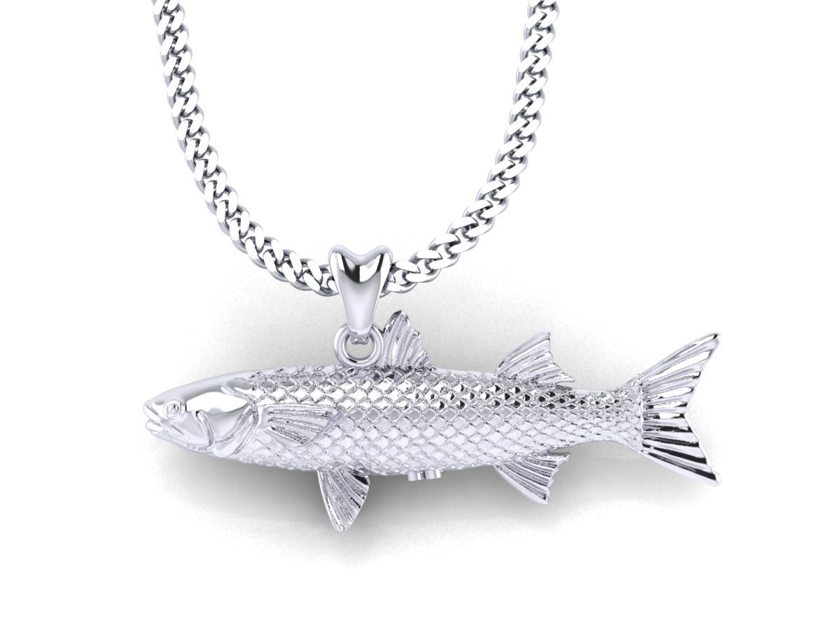 925 Sterling Silver Mullet Fish Necklace, Mullet Fish Charm, Mullet Fish  Pendant with Chain. Jewelry for Anglers, Fishermen