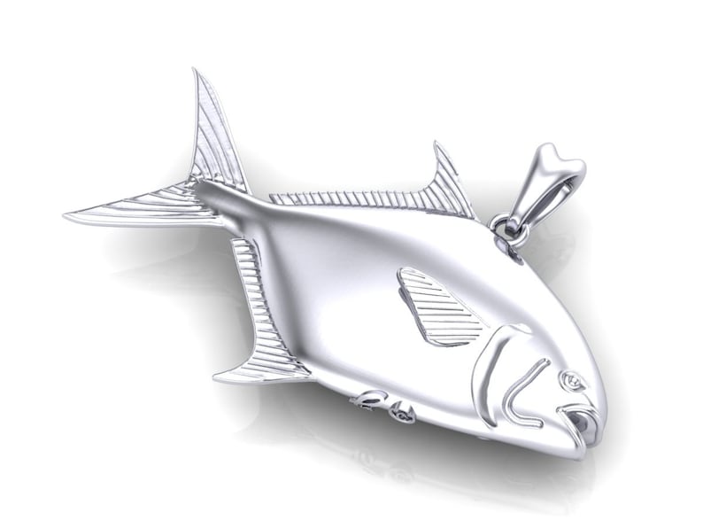 925 Sterling SilverYellow Gold Pompano Fish 3D Pendant