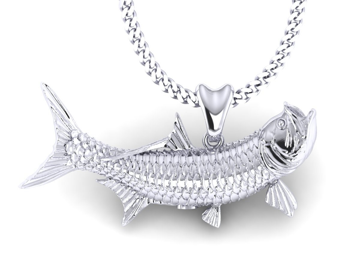 925 Sterling Silver Tarpon Fish Necklace Tarpon Charm Tarpon Pendant With Chain. Jewelry for Fishermen Outdoorsmen Sportfish Jewelry Etsy
