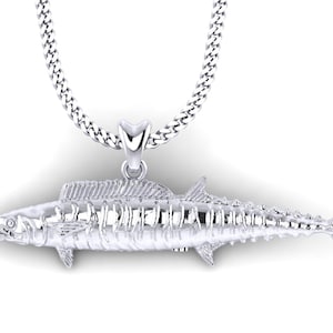 925 Sterling Silver Wahoo Fish Necklace, Wahoo Charm, Wahoo Pendant with Chain. Jewelry for Fishermen, Outdoorsmen, Sportfish Jewelry