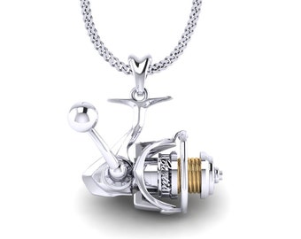 925スターリングシルバー製スピニングフィッシングリールネックレス