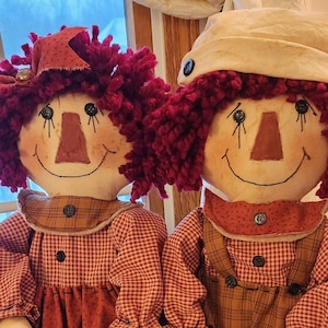 Handmade Primitive Raggedy Ann & Andy Doll - Endless Love