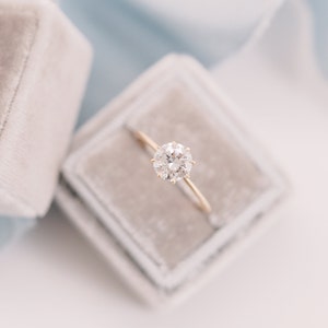Vintage Style 1 Carat Lab Diamond Engagement Ring, 14k Gold Claw Setting