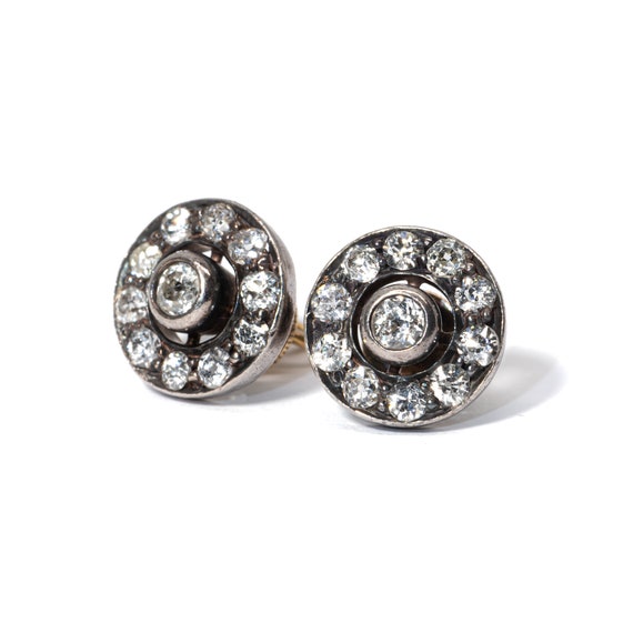 Antique Diamond Earrings,  Halo Diamond Earrings,… - image 1