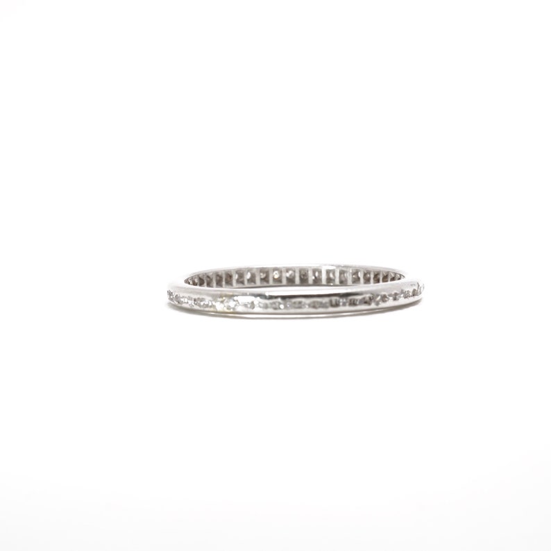 Vintage Eternity Band, Vintage Wedding Band, Platinum And Diamonds image 5