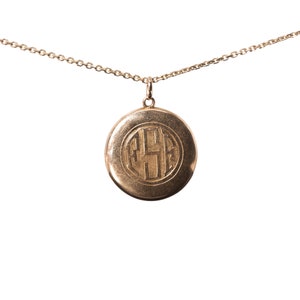 Vintage Gold Locket, Monogramed Gold Locket, 1920s