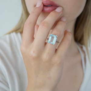 Aquamarine Cocktail Ring, Something Blue image 1