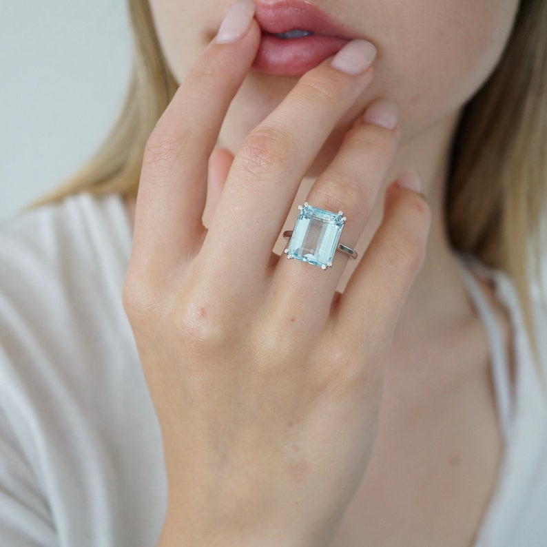 Aquamarin Cocktail Ring, Etwas Blaues Bild 1