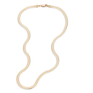 14k Solid Gold Herringbone Chain, 4 mm, 16 inches