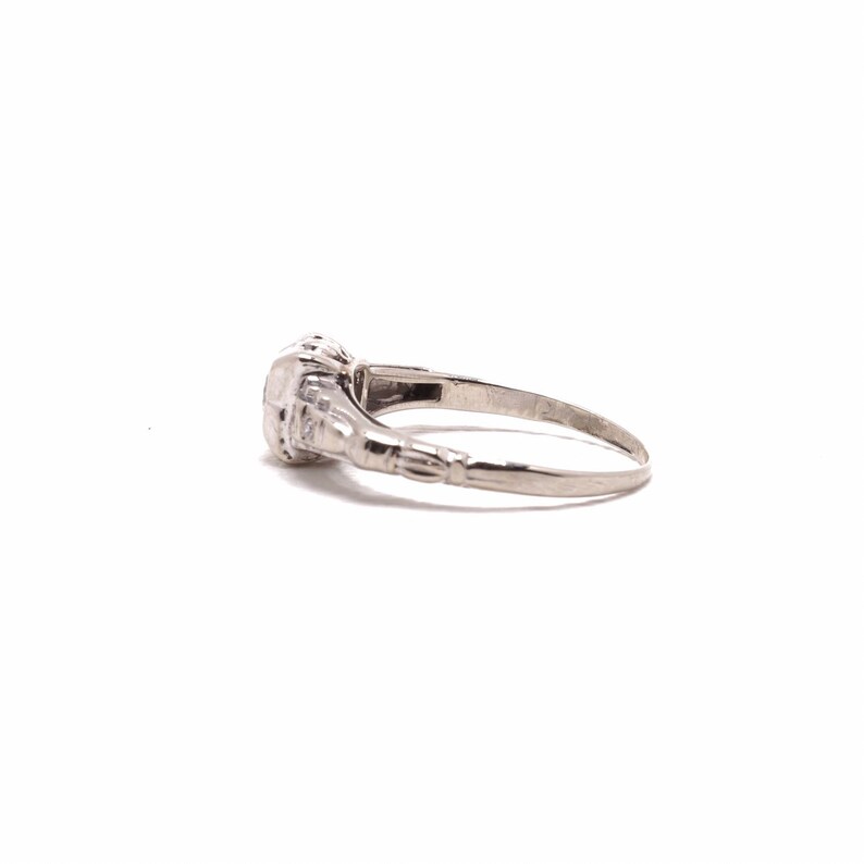 Vintage Engagement Ring, White Gold, Art Deco image 5