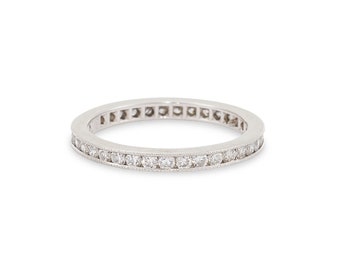 Aliança Eternity Vintage | Anel Eternity | Aliança de Platina | Anel de Platina | Aliança de Diamante | Vintage | Aliança de Casamento de Diamante Item 84415