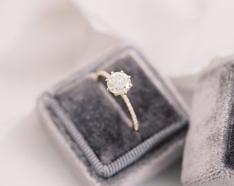 1 Carat Engagement Ring With Diamond Band Repurposed Old European Cut Diamond