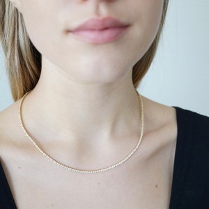 4.25 Carat Diamond Tennis Necklace, 14k Yellow Gold