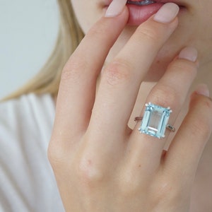 Aquamarin Cocktail Ring, Etwas Blaues Bild 10