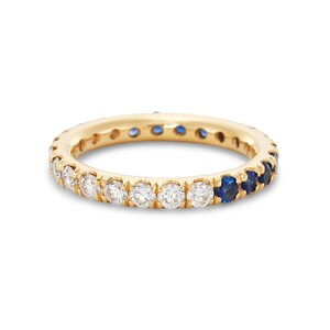 Unique Sapphire And Diamond Band In 18k Yellow Gold