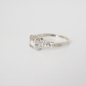 Vintage Engagement Ring, White Gold, Art Deco image 4