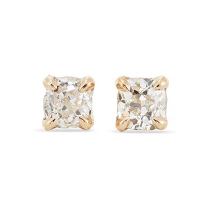 Upcycled Diamond Stud Earrings, Old Mine Cut Diamonds