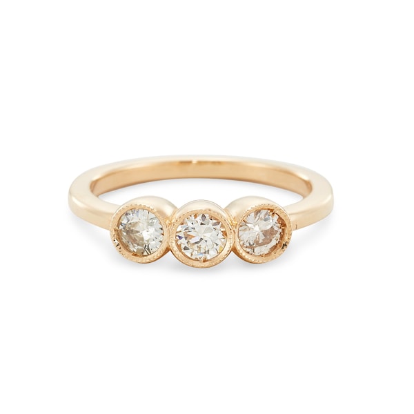 Three Diamond Engagement Ring, Repurposed Antique Diamonds