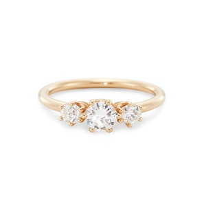 The Flora, Three Diamond Engagement Ring, 0.70 Carats, Recycled Antique Diamonds
