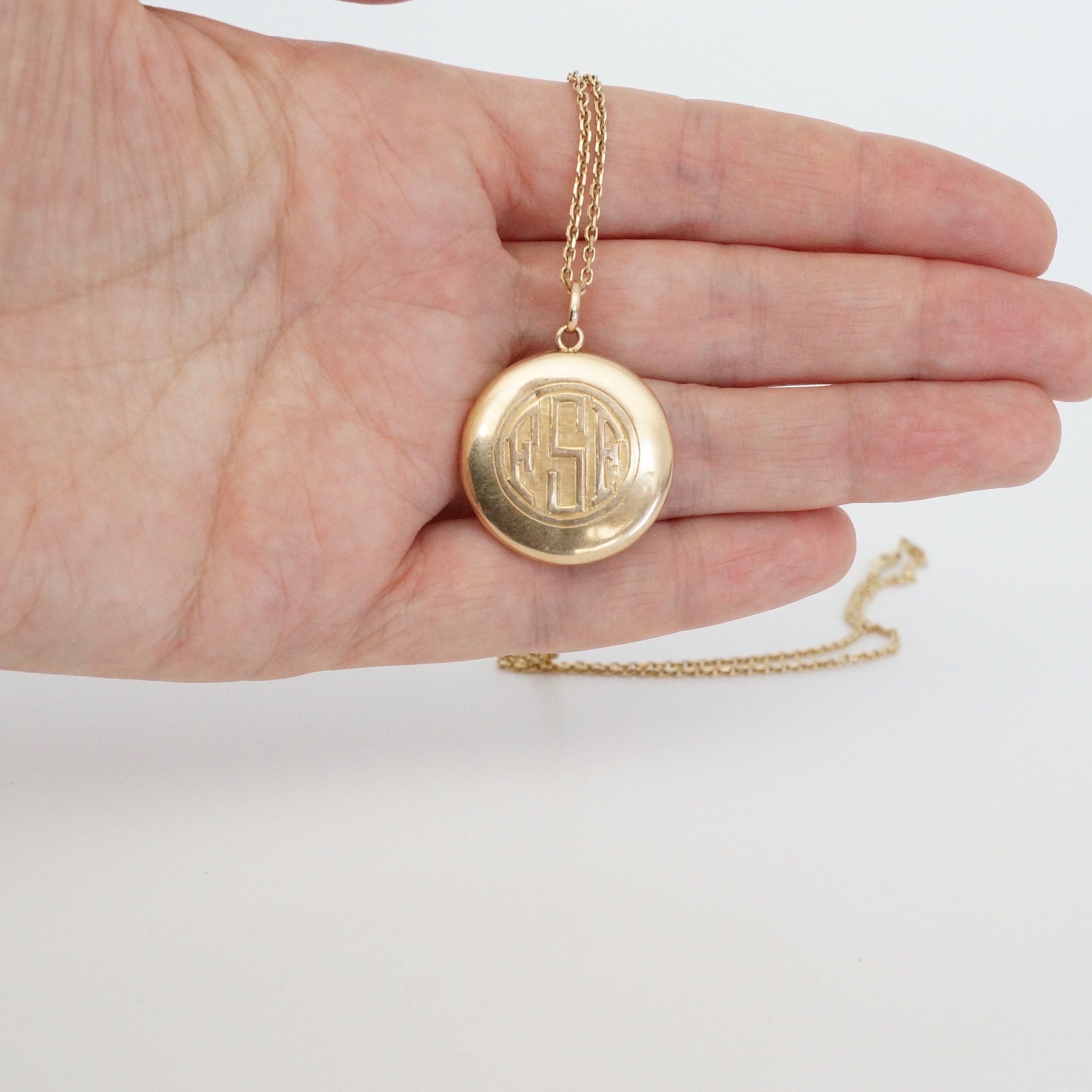 On Hold Antique Locket Solid Gold Locket Monogramed Gold Etsy
