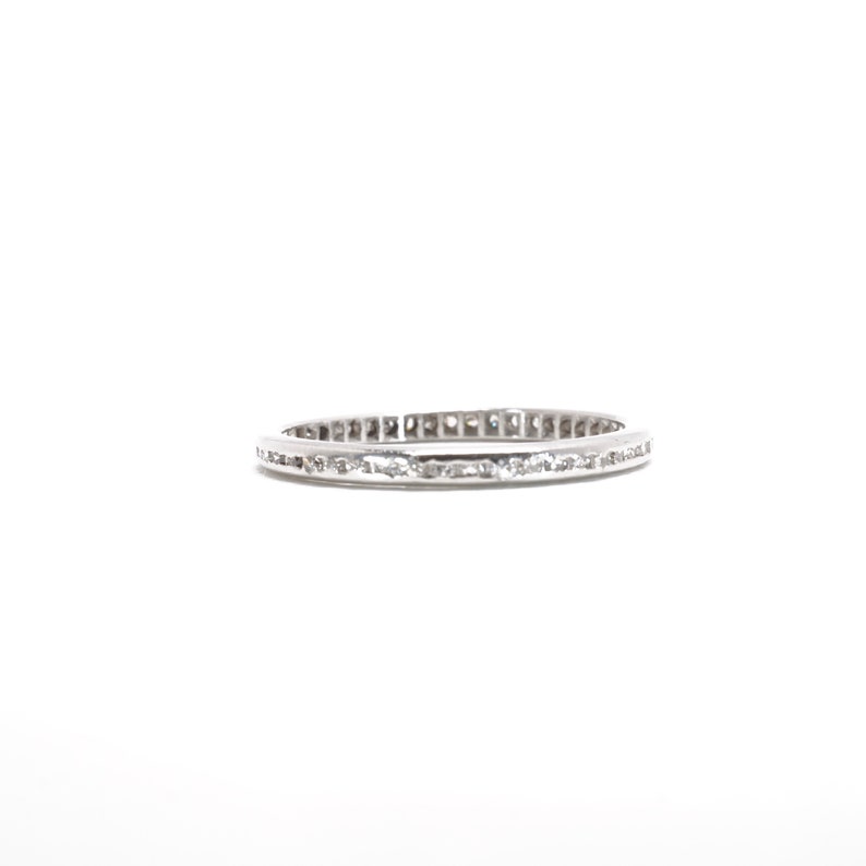 Vintage Eternity Band, Vintage Wedding Band, Platinum And Diamonds image 2