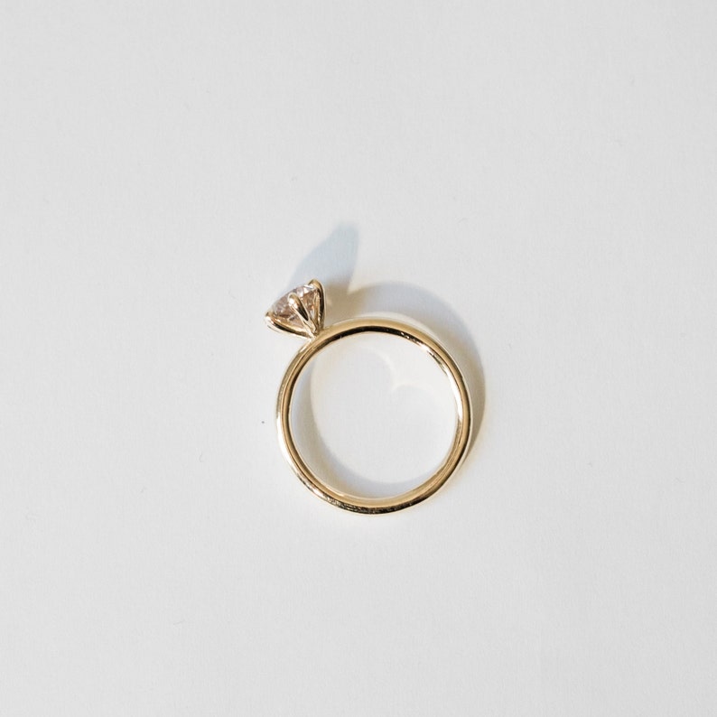 1.20 Carat Champgane Diamond Engagement Ring, Simple Minimalist 6 Claw Engagement Ring image 6