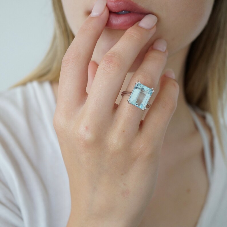 Aquamarin Cocktail Ring, Etwas Blaues Bild 9