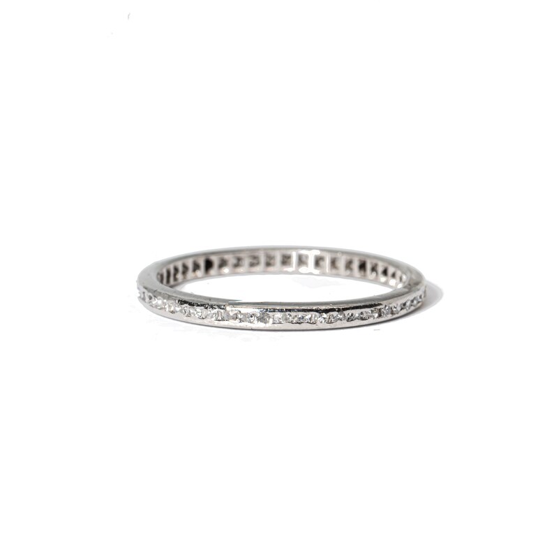 Vintage Eternity Band, Vintage Wedding Band, Platinum And Diamonds image 1