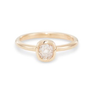 Antiker alter Diamant im Minenschliff Verlobungsring, Champagner Diamant Verlobungsring