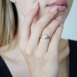 Vintage Engagement Ring, Art Deco Rings, Diamond, Filigree, White Gold, Two Tone Gold image 7