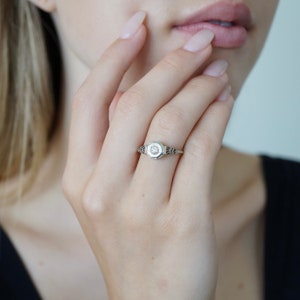 Vintage Engagement Ring, Art Deco Rings, Diamond, Filigree, White Gold, Two Tone Gold image 8