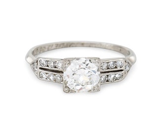 1937 Art Deco Engagement Ring In Platinum