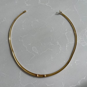 Vintage 14K Yellow Gold Omega Chain Necklace, Vintage Gold Collar Necklace image 10