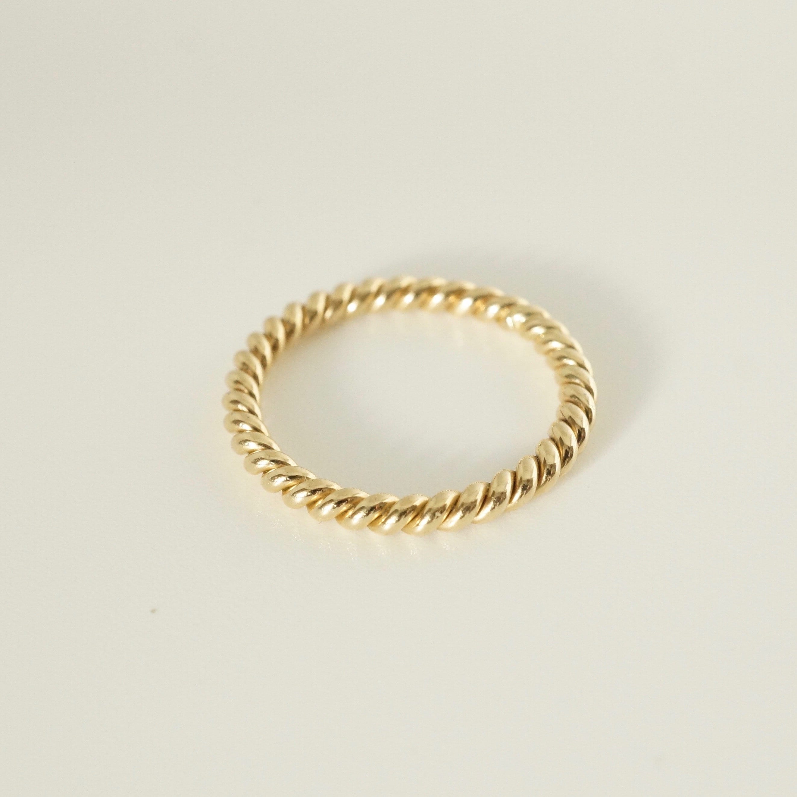 Handmade Twisted Rope Ring In 14k Yellow Gold 2 mm Wedding Etsy