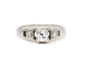 1934 Vintage Engagement Ring In White Gold