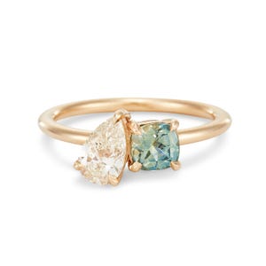 2023 Etsy Design Award Winner, Modern Moi Et Toi Engagement Ring, Two Stone Engagement Ring