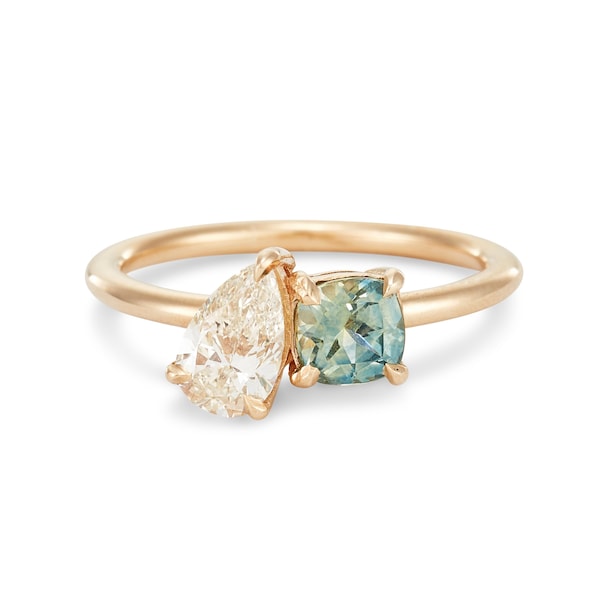 Modern Moi et Toi Engagement Ring, Lab Grown Diamond, Two Stone Ring