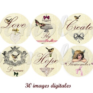 images digitales cabochon oiseau amour, image pour bijoux, images  cabochon, collage digital papillon, ange, oiseau, images vintage