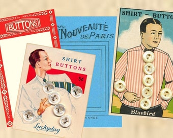 Vintage Button Cards Digital Ephemera – Retro Sewing & Junk Journal Printables