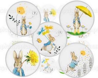 imágenes digitales cabujón Peter Rabbit Imagen de Beatrix Potter para joyería de conejito de Pascua de primavera