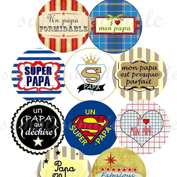 images digitales papa images pour bijoux cabochon badges, fête des pères