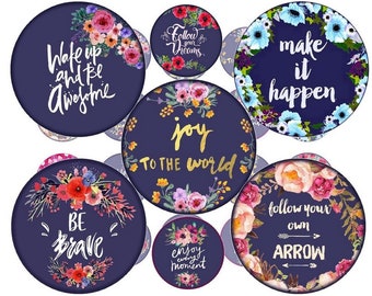 Inspirational quotes digital collage sheet circles bottlecap image Motivational sayings 1 inch round  25mm circle printable download