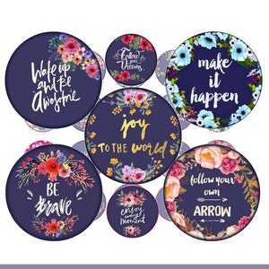 Inspirational quotes digital collage sheet circles bottlecap image Motivational sayings 2 inch round  1.5 inch circles printable download