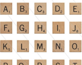 Scrabble tiles digital collage sheet 1 inch squares Scrabble letters PNG instant download sheet paper fonts junk journal paper PNG alphabet